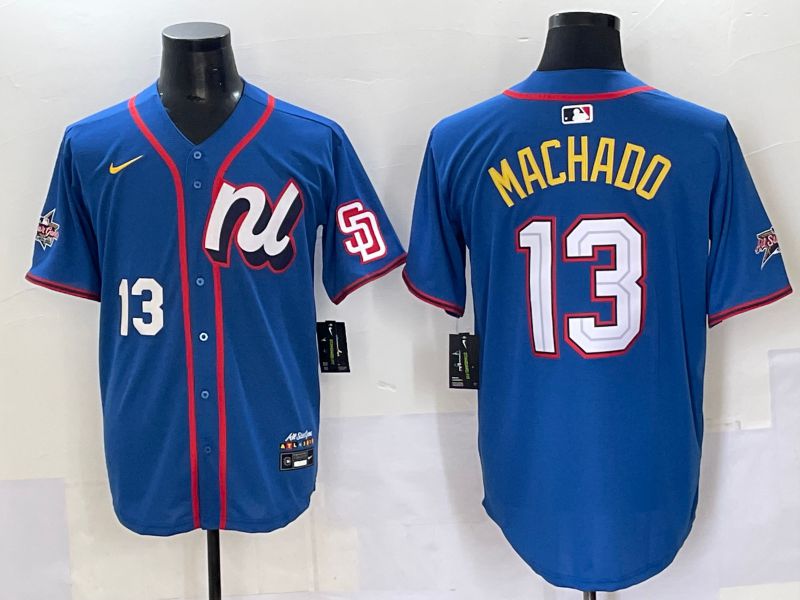 Men San Diego Padres #13 Machado Blue All star Nike MLB Jersey style 3->san diego padres->MLB Jersey